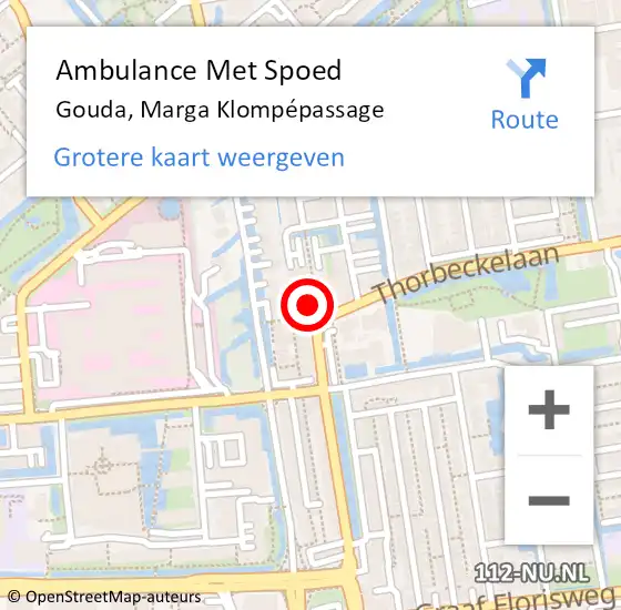 Locatie op kaart van de 112 melding: Ambulance Met Spoed Naar Gouda, Marga Klompépassage op 7 februari 2023 15:47