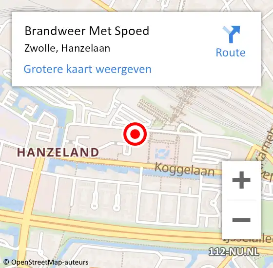 Locatie op kaart van de 112 melding: Brandweer Met Spoed Naar Zwolle, Hanzelaan op 7 februari 2023 15:49