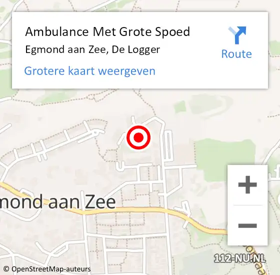 Locatie op kaart van de 112 melding: Ambulance Met Grote Spoed Naar Egmond aan Zee, De Logger op 14 augustus 2014 18:45