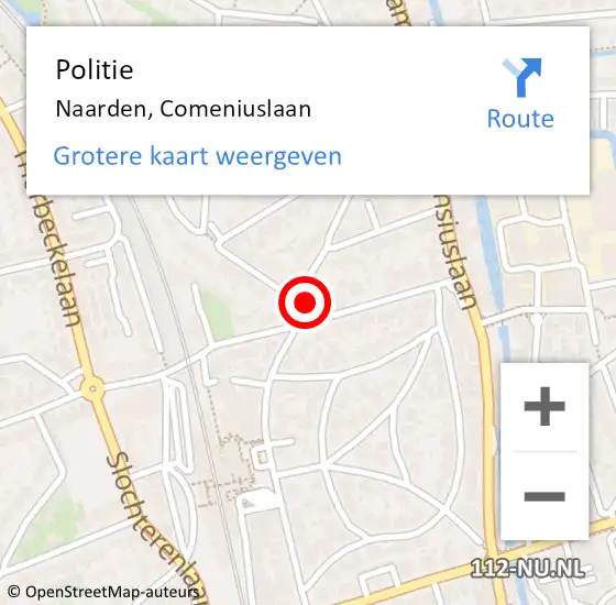 Locatie op kaart van de 112 melding: Politie Naarden, Comeniuslaan op 7 februari 2023 16:08