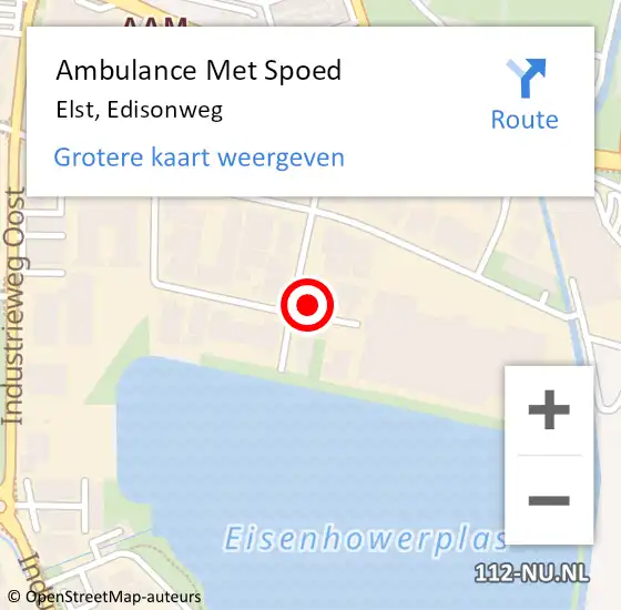 Locatie op kaart van de 112 melding: Ambulance Met Spoed Naar Elst, Edisonweg op 7 februari 2023 16:16