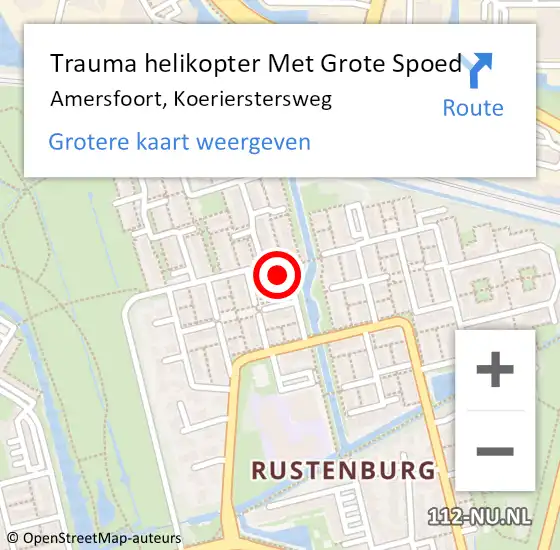 Locatie op kaart van de 112 melding: Trauma helikopter Met Grote Spoed Naar Amersfoort, Koerierstersweg op 7 februari 2023 16:16