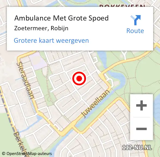 Locatie op kaart van de 112 melding: Ambulance Met Grote Spoed Naar Zoetermeer, Robijn op 7 februari 2023 16:16