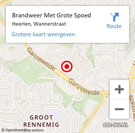 Locatie op kaart van de 112 melding: Brandweer Met Grote Spoed Naar Heerlen, Wannerstraat op 7 februari 2023 16:18