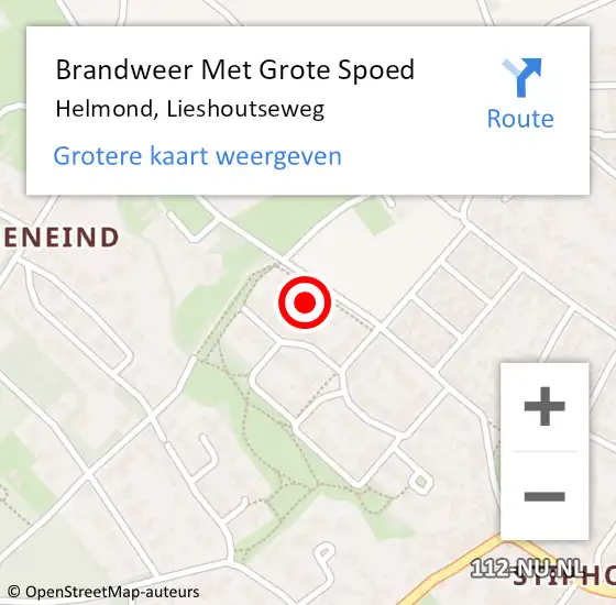 Locatie op kaart van de 112 melding: Brandweer Met Grote Spoed Naar Helmond, Lieshoutseweg op 7 februari 2023 16:30