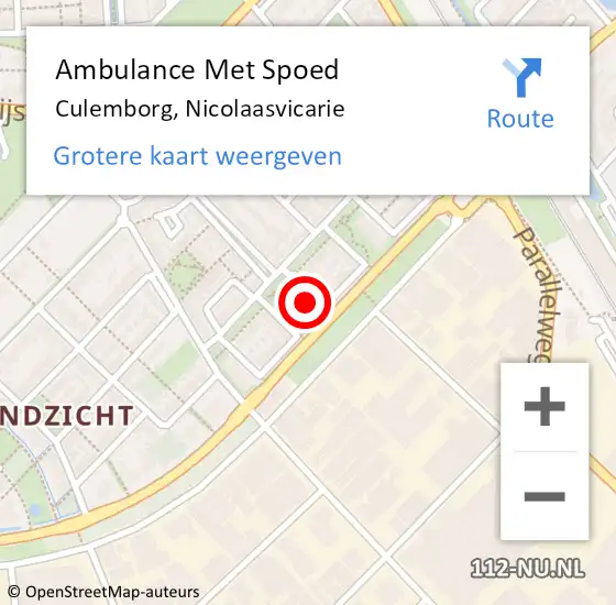 Locatie op kaart van de 112 melding: Ambulance Met Spoed Naar Culemborg, Nicolaasvicarie op 7 februari 2023 16:32