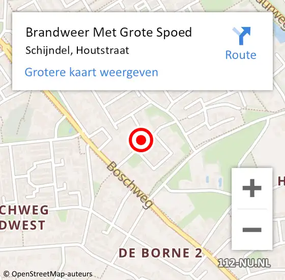 Locatie op kaart van de 112 melding: Brandweer Met Grote Spoed Naar Schijndel, Houtstraat op 7 februari 2023 16:49