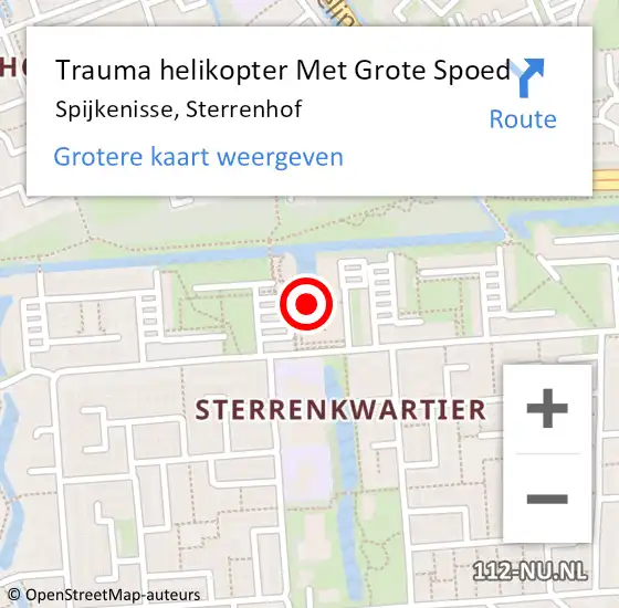 Locatie op kaart van de 112 melding: Trauma helikopter Met Grote Spoed Naar Spijkenisse, Sterrenhof op 7 februari 2023 16:58
