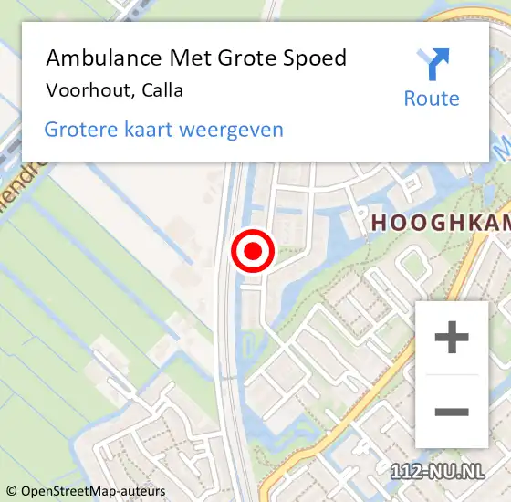 Locatie op kaart van de 112 melding: Ambulance Met Grote Spoed Naar Voorhout, Calla op 7 februari 2023 17:19