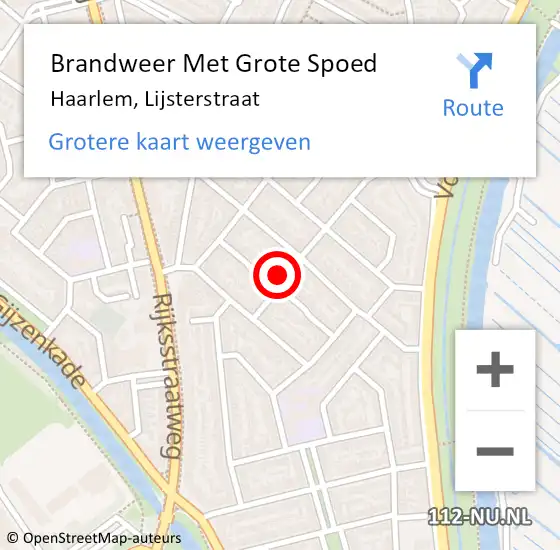 Locatie op kaart van de 112 melding: Brandweer Met Grote Spoed Naar Haarlem, Lijsterstraat op 7 februari 2023 17:25