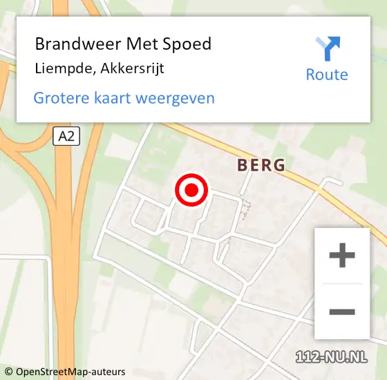 Locatie op kaart van de 112 melding: Brandweer Met Spoed Naar Liempde, Akkersrijt op 7 februari 2023 17:41