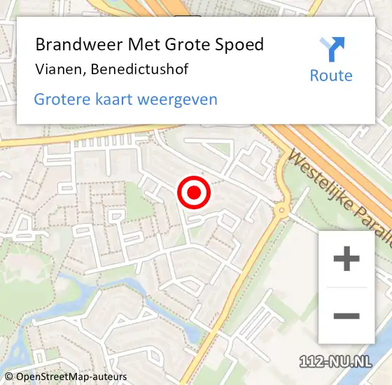 Locatie op kaart van de 112 melding: Brandweer Met Grote Spoed Naar Vianen, Benedictushof op 7 februari 2023 18:07