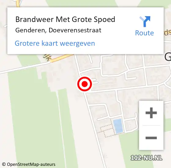 Locatie op kaart van de 112 melding: Brandweer Met Grote Spoed Naar Genderen, Doeverensestraat op 7 februari 2023 18:29