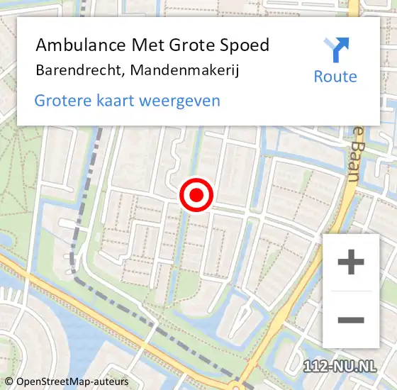 Locatie op kaart van de 112 melding: Ambulance Met Grote Spoed Naar Barendrecht, Mandenmakerij op 7 februari 2023 18:37