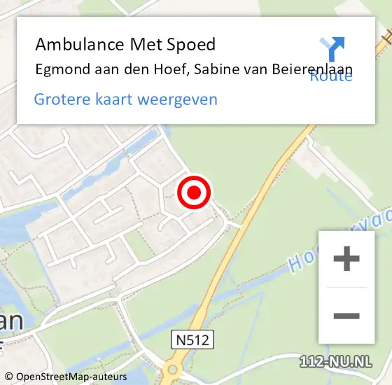 Locatie op kaart van de 112 melding: Ambulance Met Spoed Naar Egmond aan den Hoef, Sabine van Beierenlaan op 7 februari 2023 18:41