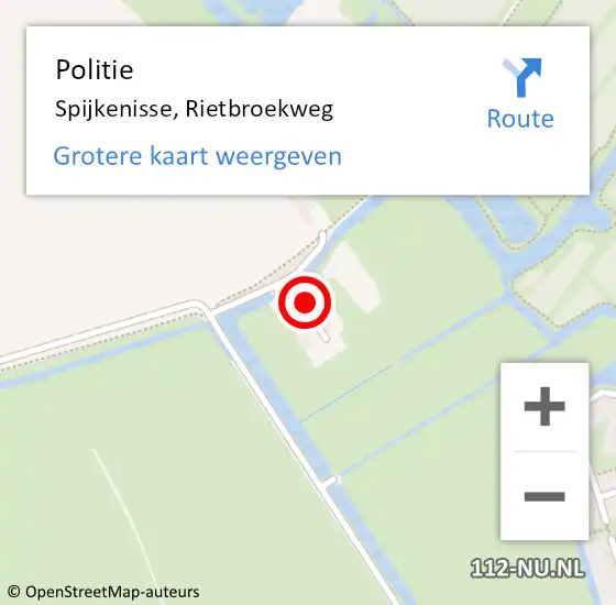 Locatie op kaart van de 112 melding: Politie Spijkenisse, Rietbroekweg op 7 februari 2023 18:45