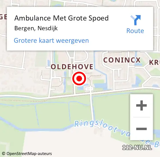 Locatie op kaart van de 112 melding: Ambulance Met Grote Spoed Naar Bergen, Nesdijk op 7 februari 2023 19:03