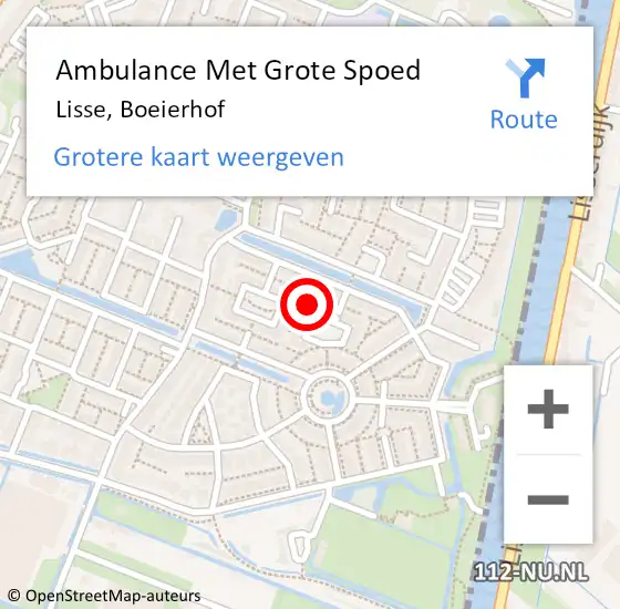 Locatie op kaart van de 112 melding: Ambulance Met Grote Spoed Naar Lisse, Boeierhof op 7 februari 2023 19:07