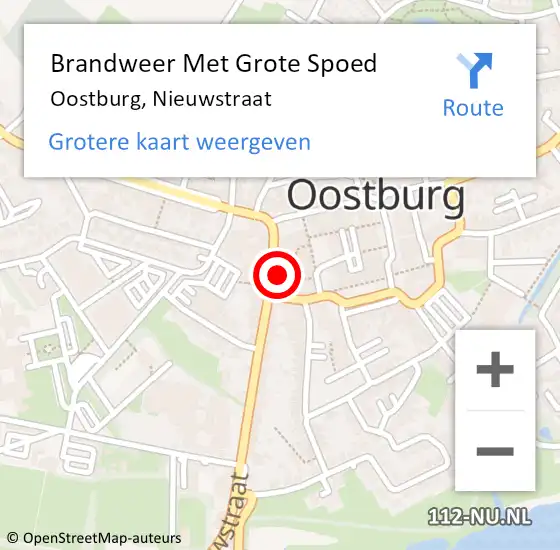 Locatie op kaart van de 112 melding: Brandweer Met Grote Spoed Naar Oostburg, Nieuwstraat op 7 februari 2023 19:28