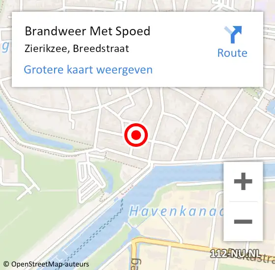 Locatie op kaart van de 112 melding: Brandweer Met Spoed Naar Zierikzee, Breedstraat op 7 februari 2023 19:32