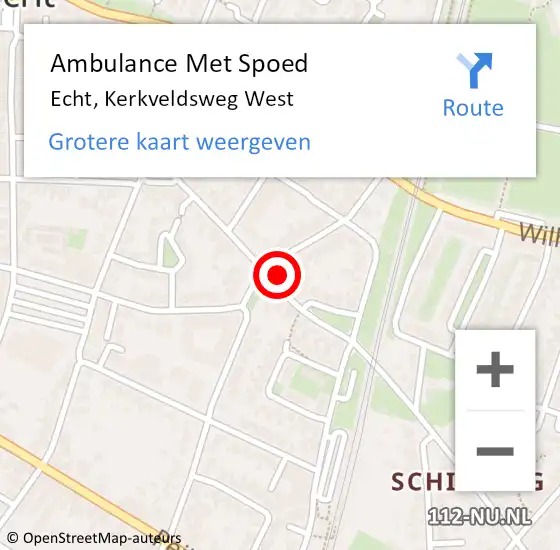 Locatie op kaart van de 112 melding: Ambulance Met Spoed Naar Echt, Kerkveldsweg West op 7 februari 2023 19:57