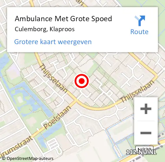 Locatie op kaart van de 112 melding: Ambulance Met Grote Spoed Naar Culemborg, Klaproos op 7 februari 2023 20:24