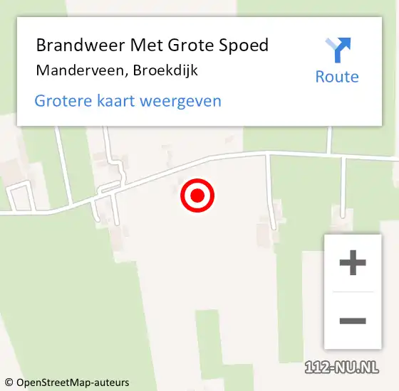 Locatie op kaart van de 112 melding: Brandweer Met Grote Spoed Naar Manderveen, Broekdijk op 7 februari 2023 20:57