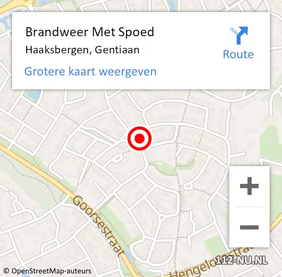 Locatie op kaart van de 112 melding: Brandweer Met Spoed Naar Haaksbergen, Gentiaan op 7 februari 2023 21:02