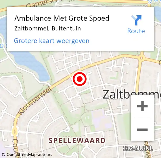 Locatie op kaart van de 112 melding: Ambulance Met Grote Spoed Naar Zaltbommel, Buitentuin op 7 februari 2023 21:11