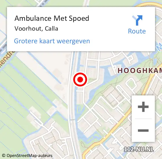 Locatie op kaart van de 112 melding: Ambulance Met Spoed Naar Voorhout, Calla op 7 februari 2023 21:31