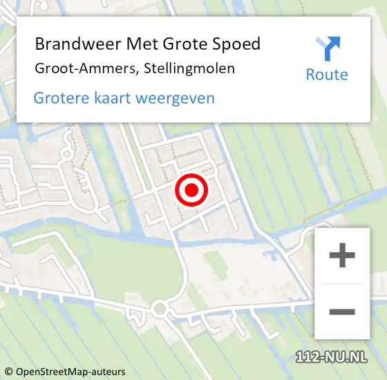 Locatie op kaart van de 112 melding: Brandweer Met Grote Spoed Naar Groot-Ammers, Stellingmolen op 7 februari 2023 21:43