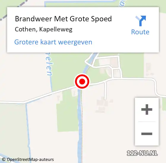 Locatie op kaart van de 112 melding: Brandweer Met Grote Spoed Naar Cothen, Kapelleweg op 7 februari 2023 21:51