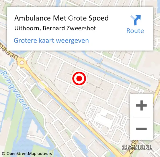 Locatie op kaart van de 112 melding: Ambulance Met Grote Spoed Naar Uithoorn, Bernard Zweershof op 7 februari 2023 21:58