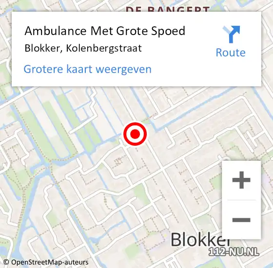 Locatie op kaart van de 112 melding: Ambulance Met Grote Spoed Naar Blokker, Kolenbergstraat op 7 februari 2023 22:02