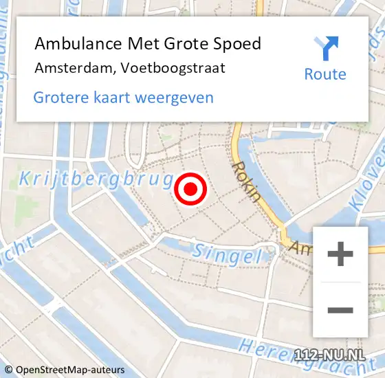 Locatie op kaart van de 112 melding: Ambulance Met Grote Spoed Naar Amsterdam, Voetboogstraat op 7 februari 2023 23:08