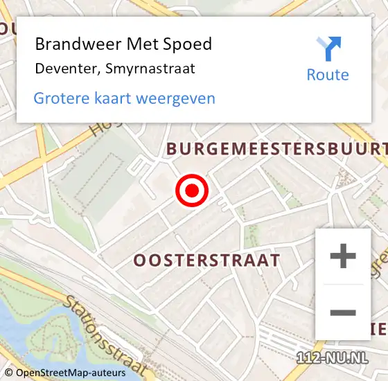 Locatie op kaart van de 112 melding: Brandweer Met Spoed Naar Deventer, Smyrnastraat op 7 februari 2023 23:14