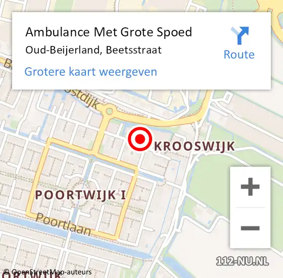 Locatie op kaart van de 112 melding: Ambulance Met Grote Spoed Naar Oud-Beijerland, Beetsstraat op 7 februari 2023 23:42