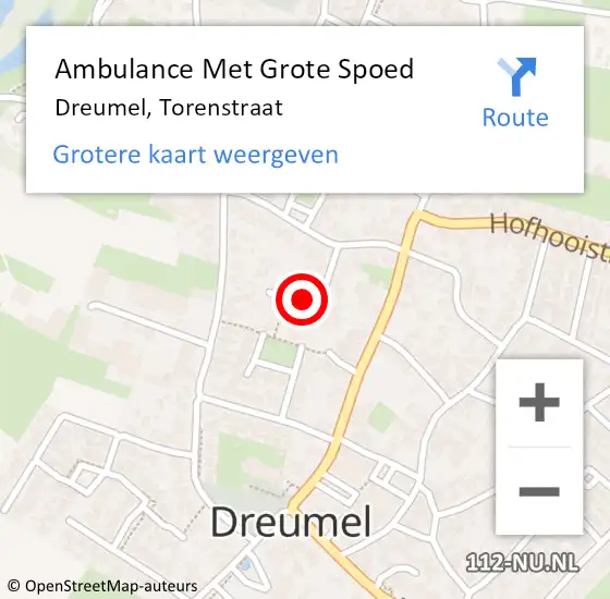 Locatie op kaart van de 112 melding: Ambulance Met Grote Spoed Naar Dreumel, Torenstraat op 8 februari 2023 00:22