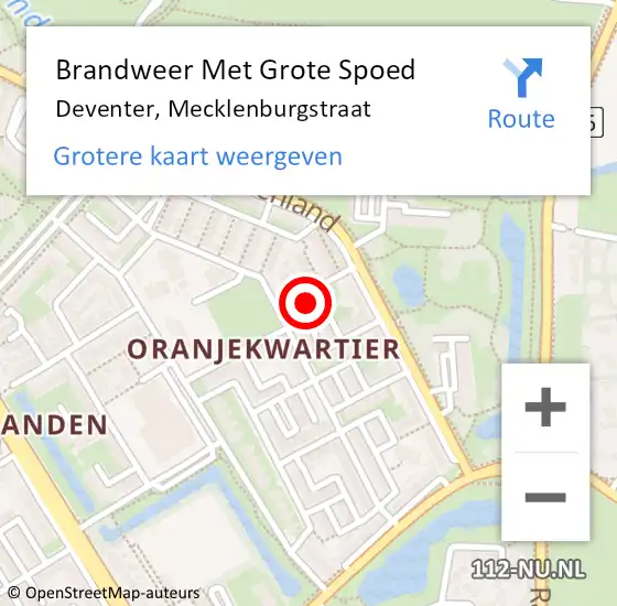 Locatie op kaart van de 112 melding: Brandweer Met Grote Spoed Naar Deventer, Mecklenburgstraat op 8 februari 2023 00:56