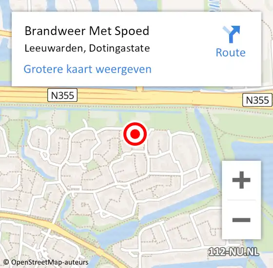 Locatie op kaart van de 112 melding: Brandweer Met Spoed Naar Leeuwarden, Dotingastate op 8 februari 2023 02:11