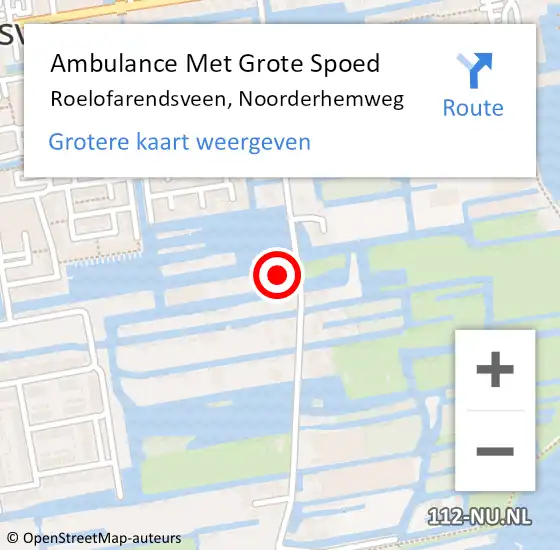 Locatie op kaart van de 112 melding: Ambulance Met Grote Spoed Naar Roelofarendsveen, Noorderhemweg op 8 februari 2023 02:37