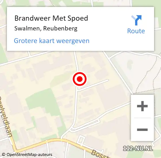 Locatie op kaart van de 112 melding: Brandweer Met Spoed Naar Swalmen, Reubenberg op 8 februari 2023 04:49