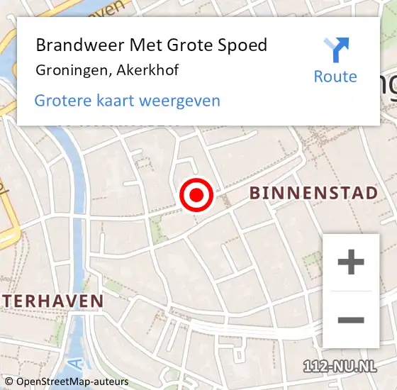 Locatie op kaart van de 112 melding: Brandweer Met Grote Spoed Naar Groningen, Akerkhof op 8 februari 2023 05:19