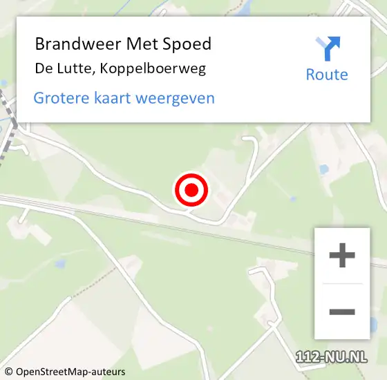 Locatie op kaart van de 112 melding: Brandweer Met Spoed Naar De Lutte, Koppelboerweg op 8 februari 2023 05:46