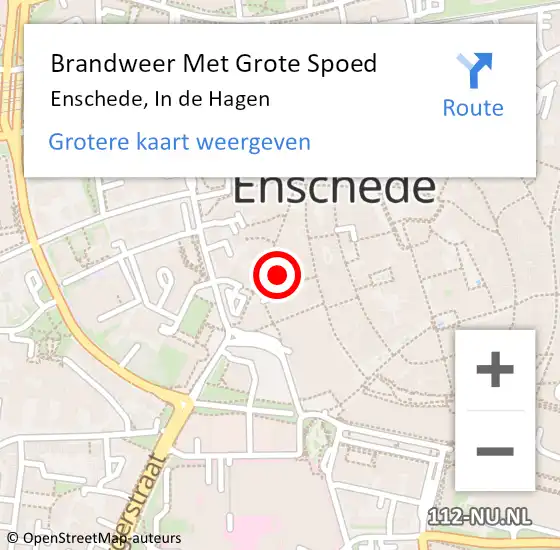 Locatie op kaart van de 112 melding: Brandweer Met Grote Spoed Naar Enschede, In de Hagen op 8 februari 2023 06:58