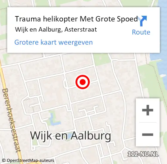 Locatie op kaart van de 112 melding: Trauma helikopter Met Grote Spoed Naar Wijk en Aalburg, Asterstraat op 8 februari 2023 07:35