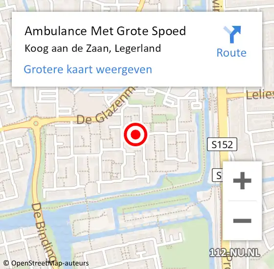 Locatie op kaart van de 112 melding: Ambulance Met Grote Spoed Naar Koog aan de Zaan, Legerland op 8 februari 2023 07:46