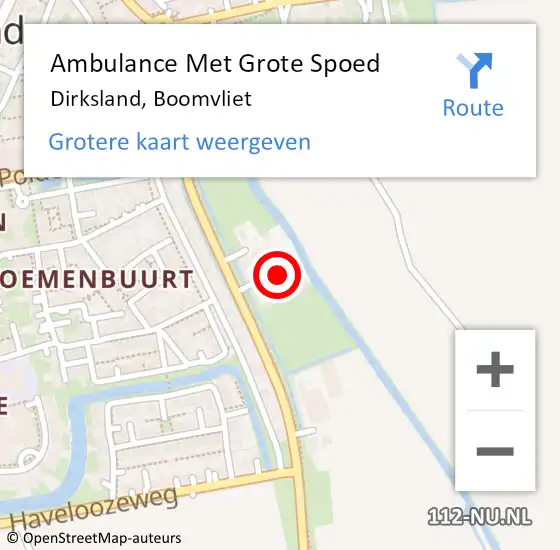 Locatie op kaart van de 112 melding: Ambulance Met Grote Spoed Naar Dirksland, Boomvliet op 8 februari 2023 08:34