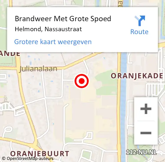 Locatie op kaart van de 112 melding: Brandweer Met Grote Spoed Naar Helmond, Nassaustraat op 8 februari 2023 08:41