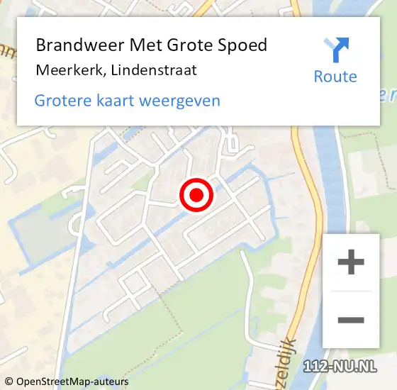 Locatie op kaart van de 112 melding: Brandweer Met Grote Spoed Naar Meerkerk, Lindenstraat op 8 februari 2023 08:49